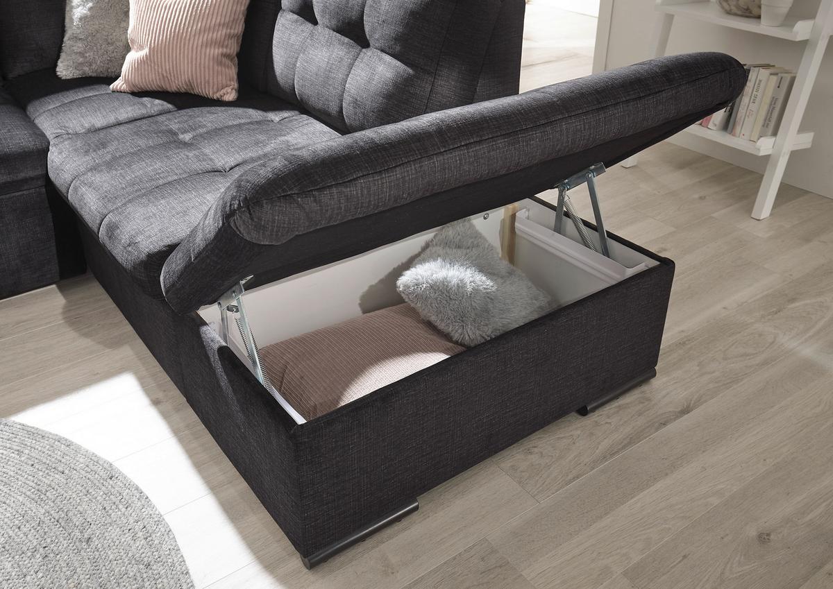 Ecksofa Estrella Schwarz S: 283x217 cm - Schwarz, KONVENTIONELL, Textil (283/217cm) - MID.YOU