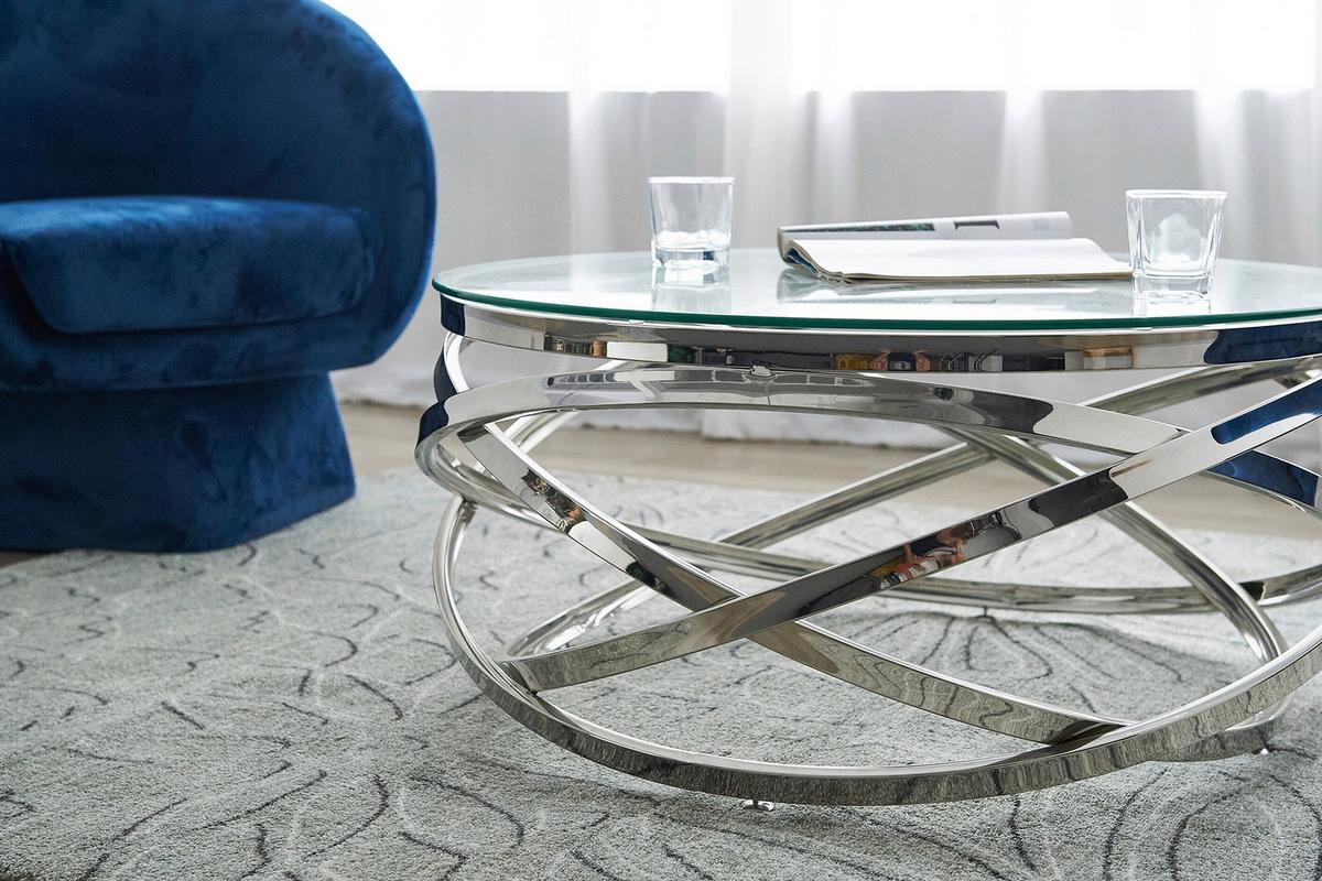 Couchtisch Silberfarben L: 80 cm - Klar/Silberfarben, Design, Glas/Metall (80/80/42cm) - Livetastic
