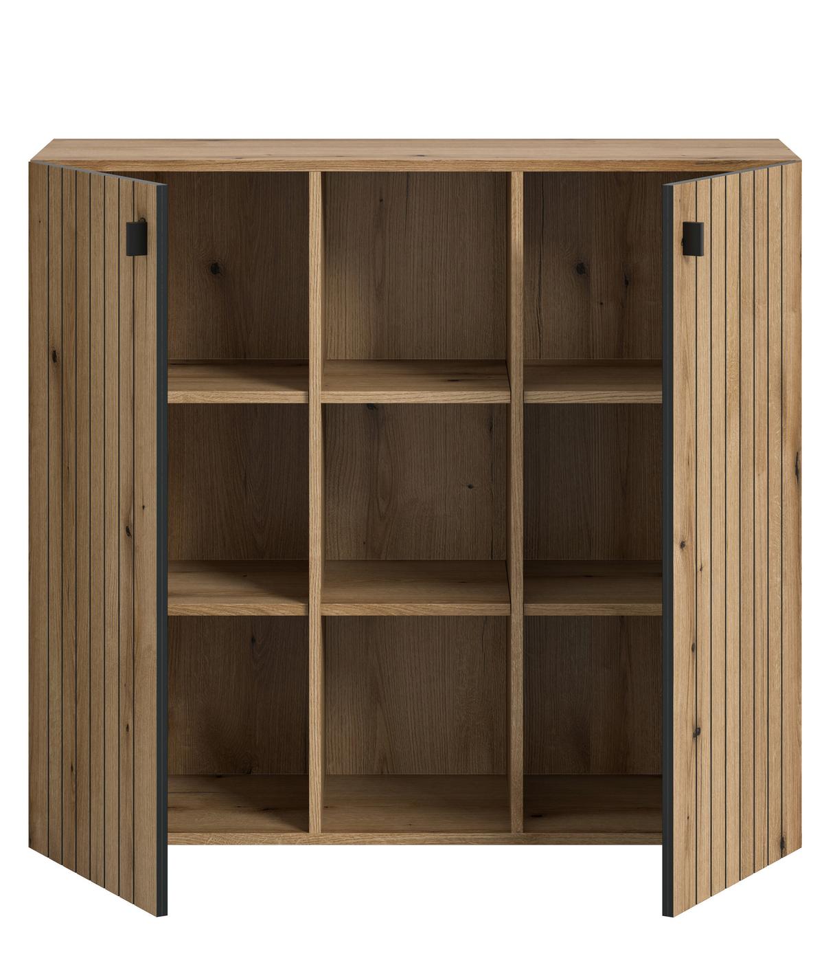 Kommode Station Eiche Dekor B: 106cm - Eichefarben/Schwarz, Design, Holzwerkstoff (106/96/37cm) - MID.YOU