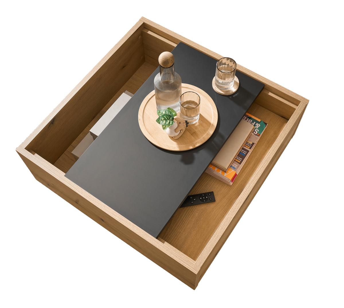 Couchtisch Soleto Graphit-/Eichefarben B: 76cm - Eichefarben/Graphitfarben, Design, Holzwerkstoff (76/35/75cm) - MID.YOU
