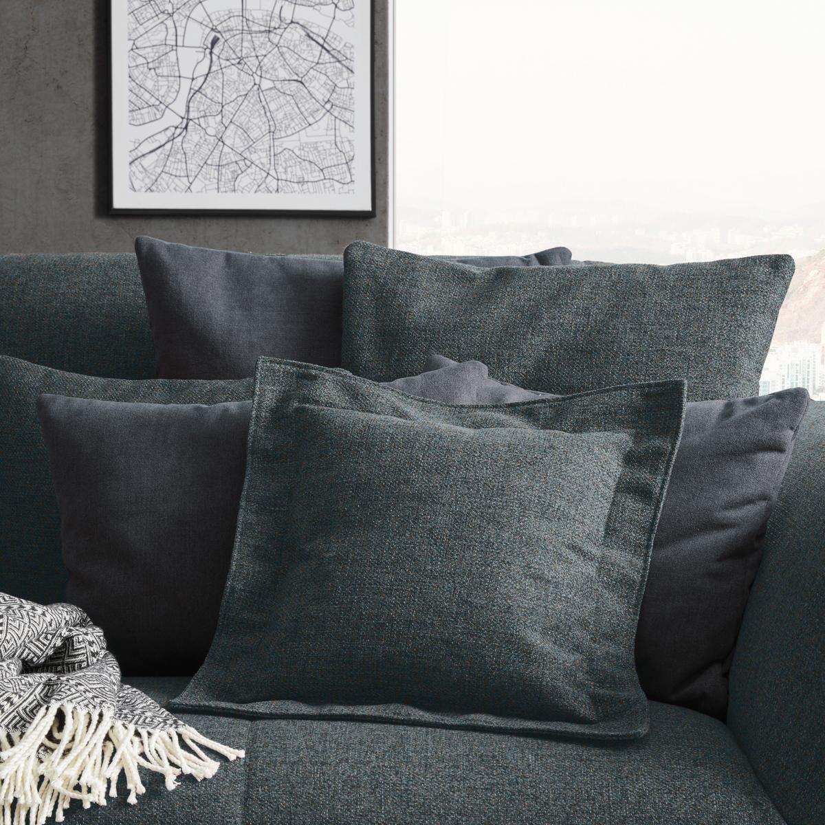 Velká pohovka TRENDY, modrošedá - černá/modrošedá, Moderní, kompozitní dřevo (260/93/124cm) - Premium Living