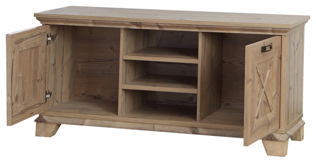 KOMODA POD TELEVIZI NEPAL - barvy smrku/barvy stříbra, Konvenční, kov/kompozitní dřevo (145/68,4/45cm)