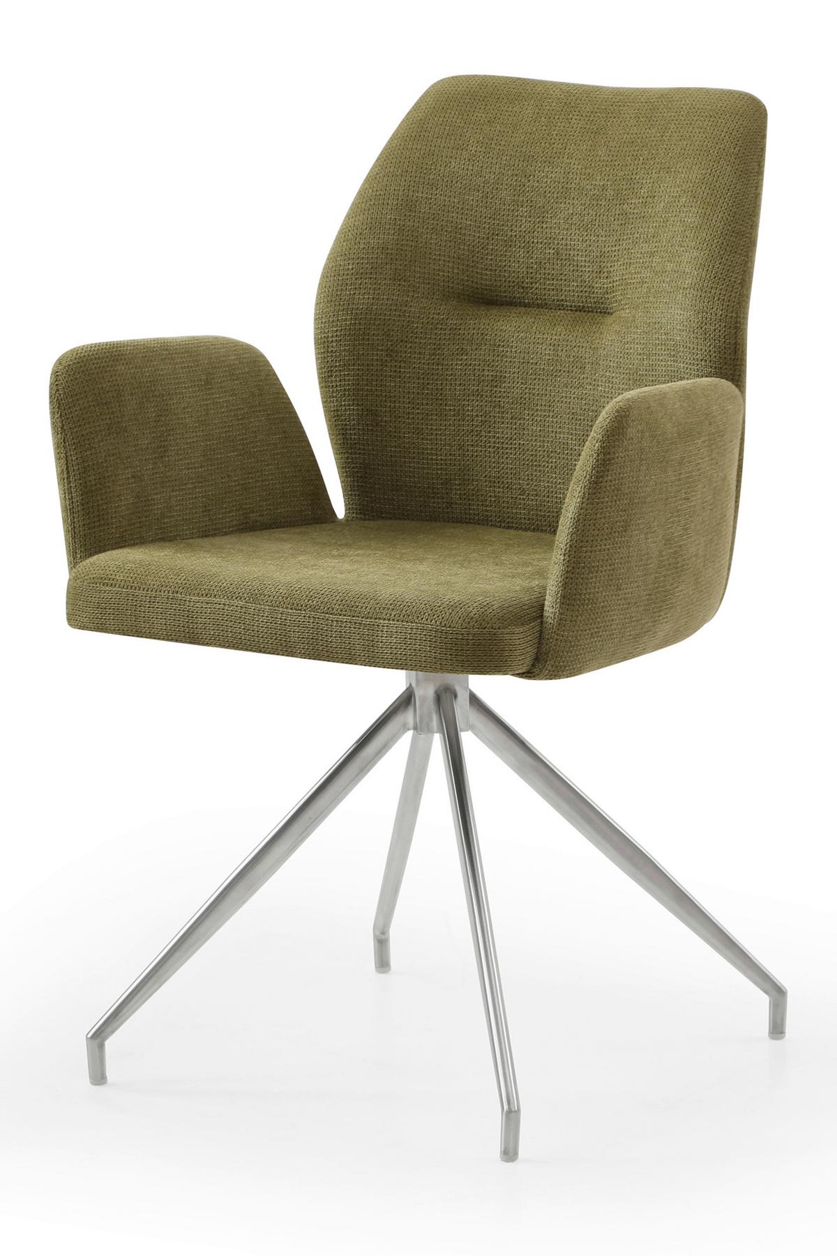 Tischgruppe Grün/Cognac L: 160cm - Cognac/Silberfarben, MODERN, Holz/Textil (160/85/77cm) - Livetastic