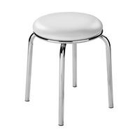 Stapelhocker Pub Metall Chrom/Lederlook Weiß H: 45 cm - Weiß, KONVENTIONELL, Kunststoff/Metall (46/45cm)