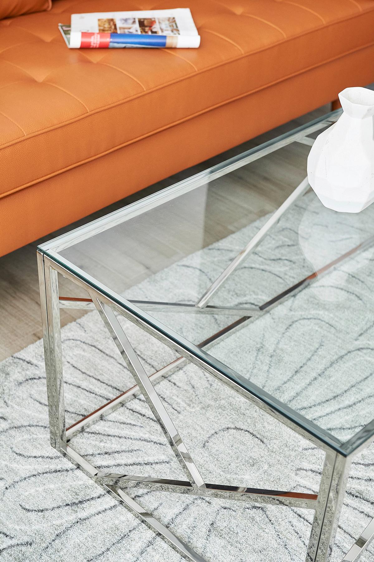 Couchtisch Silberfarben L: 120 Cm - Klar/Silberfarben, Design, Glas/Metall (120/60/45cm) - Livetastic