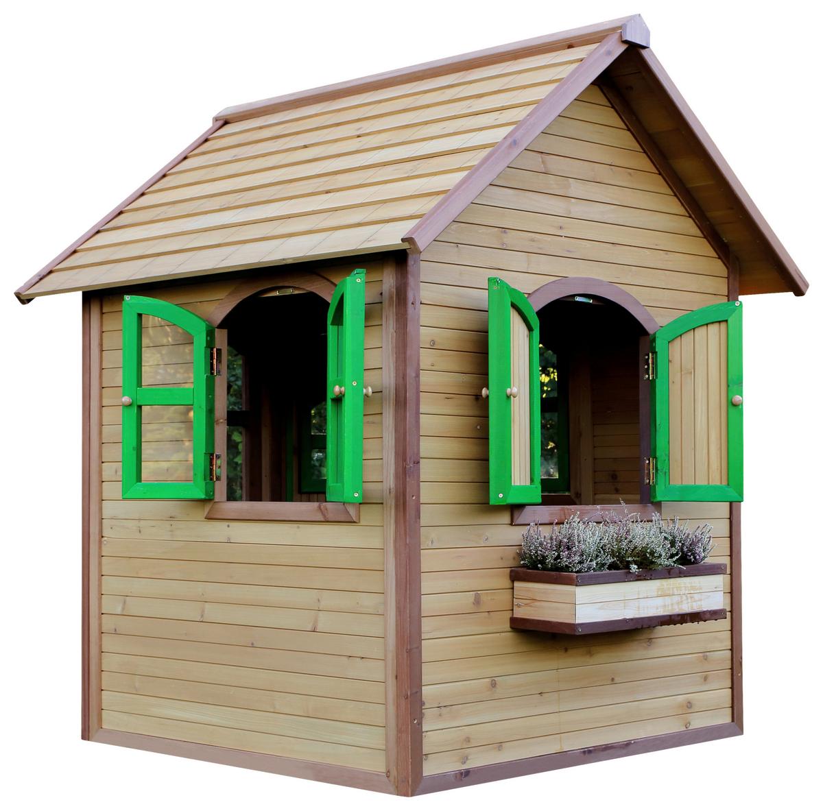 Spielhaus Julia Braun/Grün B: 137 cm - Braun/Grün, KONVENTIONELL, Holz (137/175/151cm) - Ambia Garden