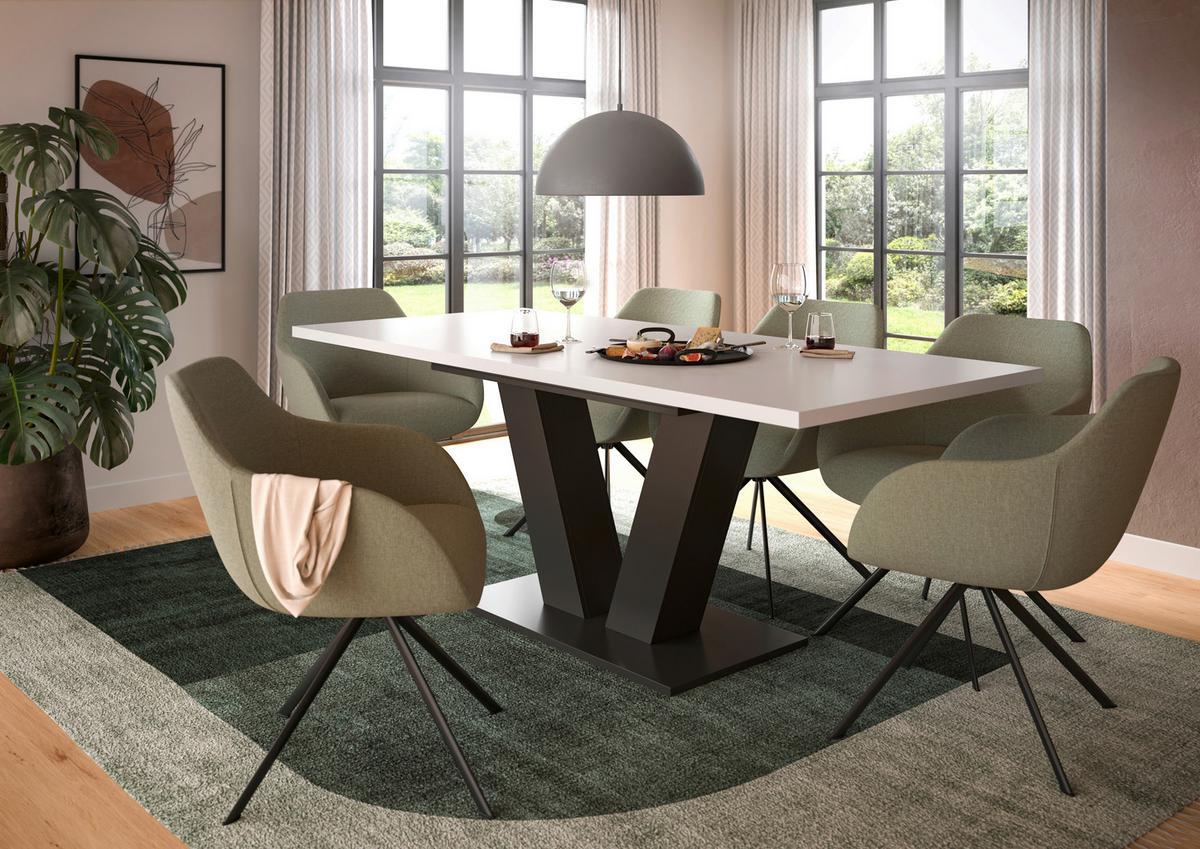 Ausziehtisch Marlon 150 Azq Grau/weiß Auf 190cm Ausziehbar - Weiß, Trend, Holzwerkstoff (150-190/90/75cm)