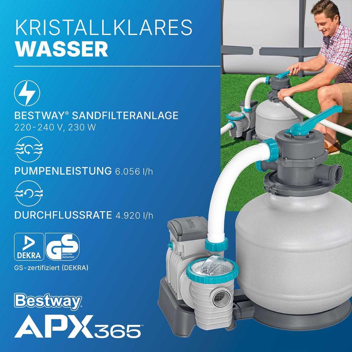 Pool Leonie - Blau/Dunkelgrau, KONVENTIONELL, Kunststoff/Metall (549/132cm) - Bestway