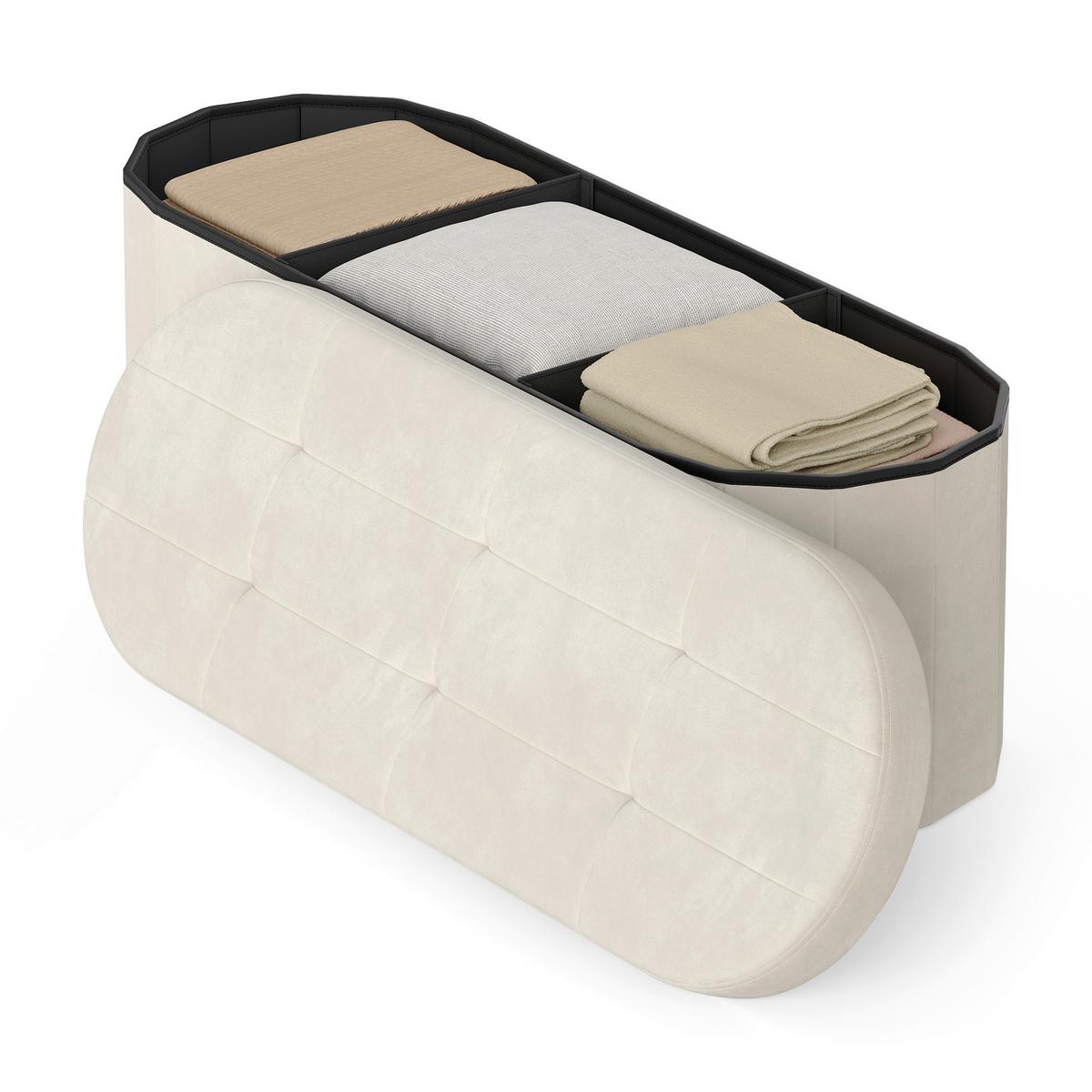 ÚLOŽNÝ BOX NA SEDENIE KRÉMOVÁ - krémová, Trend, kompozitné drevo/textil (110/38/38cm) - Boxxx