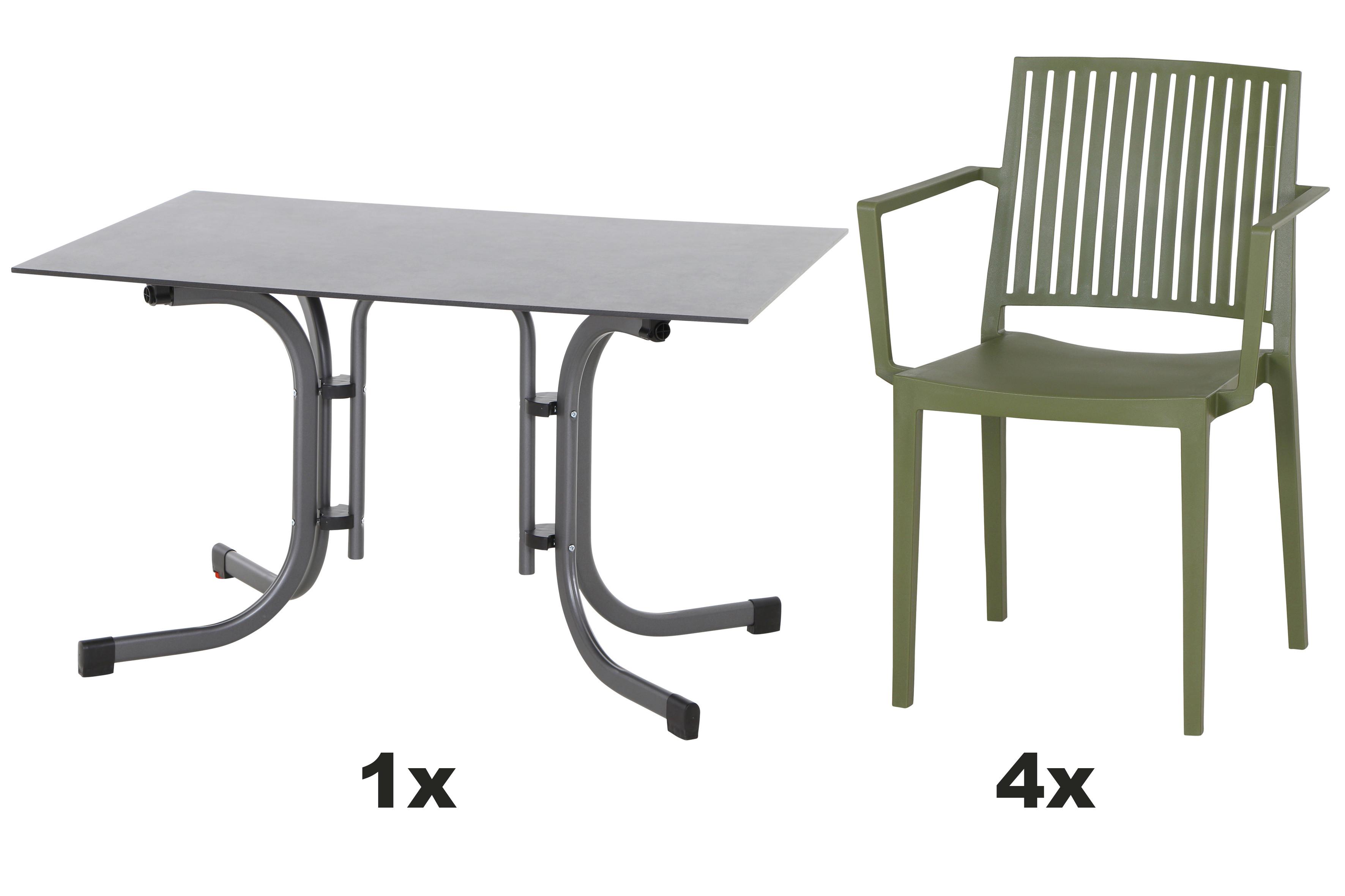 Gartengarnitur T20215 - Anthrazit/Grün, Basics, Holzwerkstoff/Kunststoff (80/80/120cm) - Siena Garden