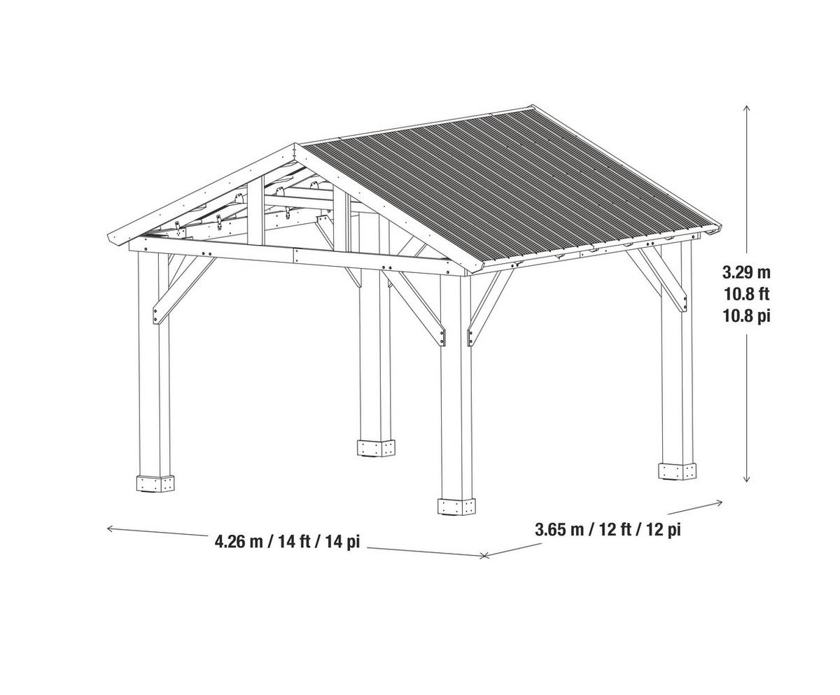 Pavillon YUKon 366x427 cm wetterfest regenabweisend - Naturfarben, Basics, Holz/Metall (366/330/427cm)