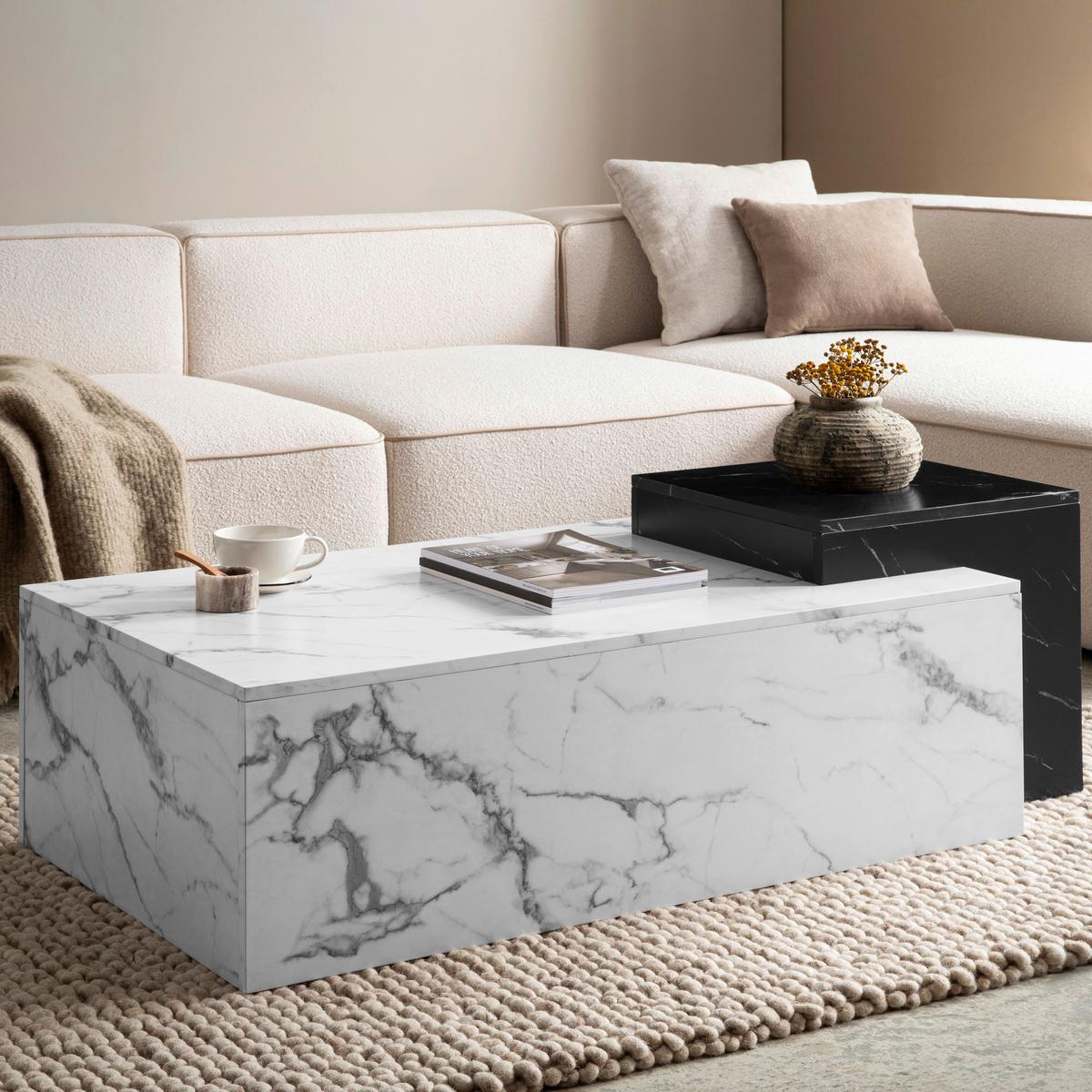 Couchtisch Schwarz, Weiß L: 120 Cm - Schwarz/Weiß, Design, Holzwerkstoff (120/60/40cm) - Livetastic