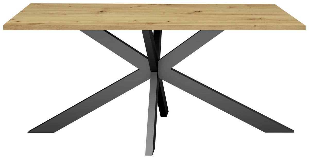 Esstisch Alex Schwarz, Eichefarben - Eichefarben/Schwarz, MODERN, Holzwerkstoff/Metall (160/90/78cm) - Livetastic