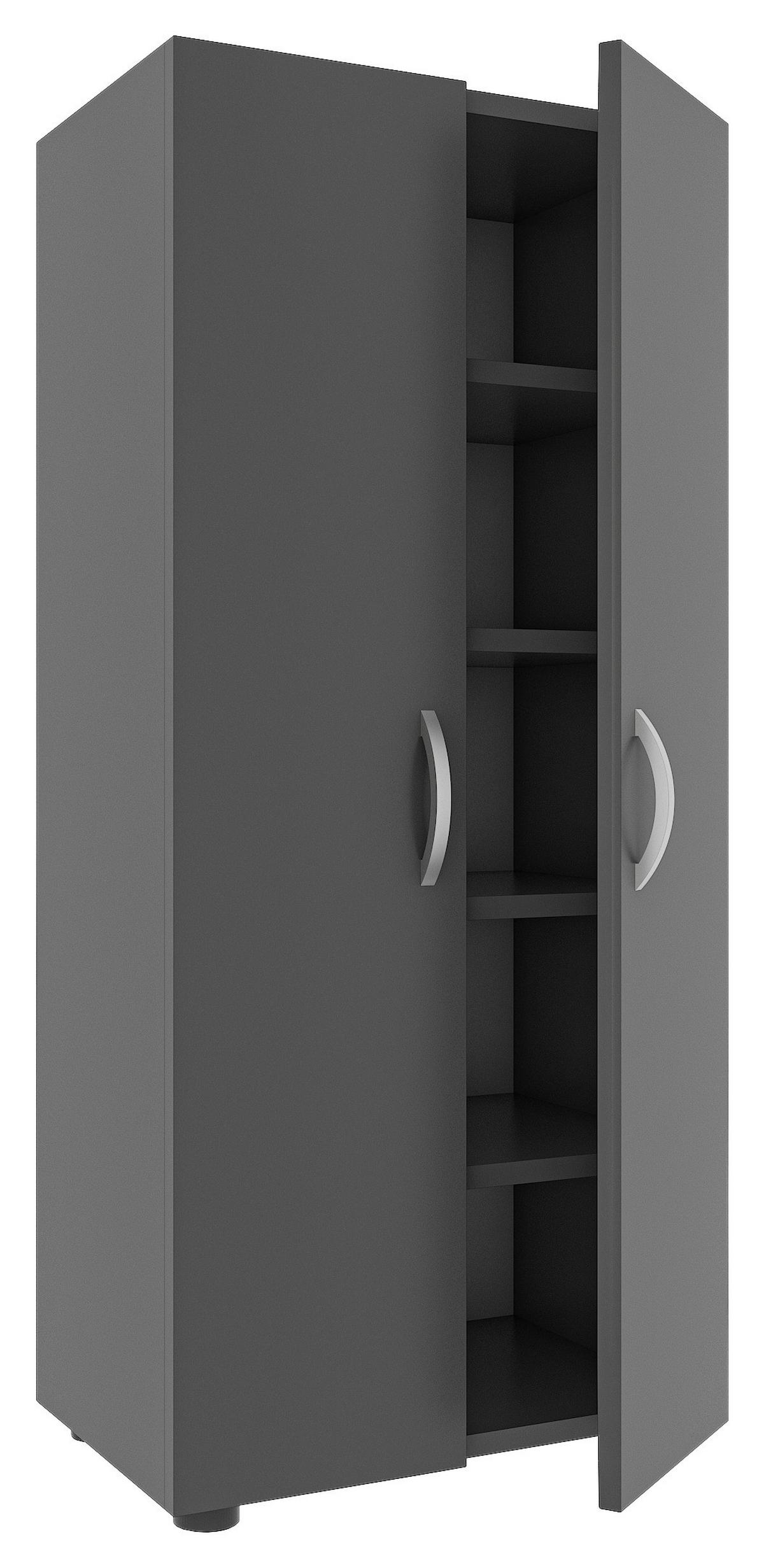 Skrinka na topánky ULAS antracit - sivá/antracitová, Modern, kov/kompozitné drevo (49/108/30cm) - MID.YOU