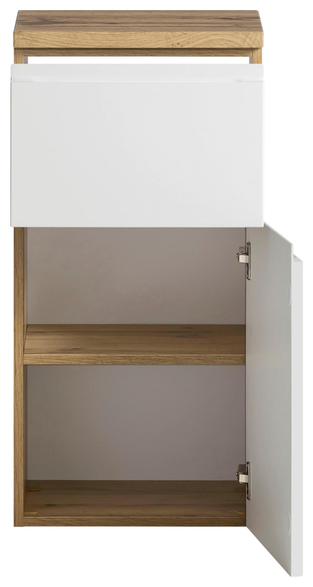 Badezimmer Unterschrank Varese BxH 40x79 cm Weiß/Holz Dekor - Eiche Wotan/Weiß, MODERN, Holzwerkstoff (40/79/35cm) - Held