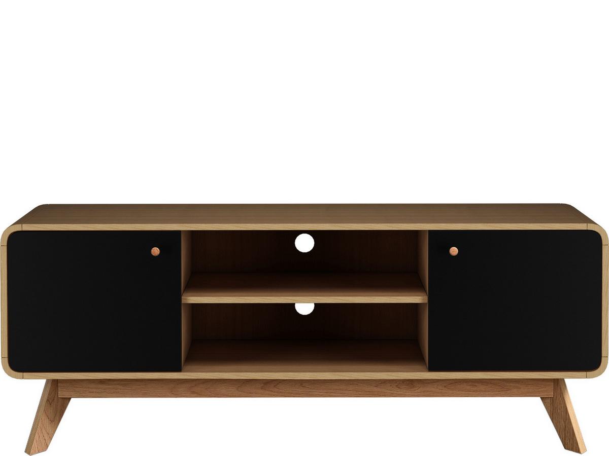 Lowboard Cassie Schwarz Eichefarben B: 140 cm - Eichefarben/Schwarz, Design, Holz/Holzwerkstoff (140/53/39cm) - MID.YOU