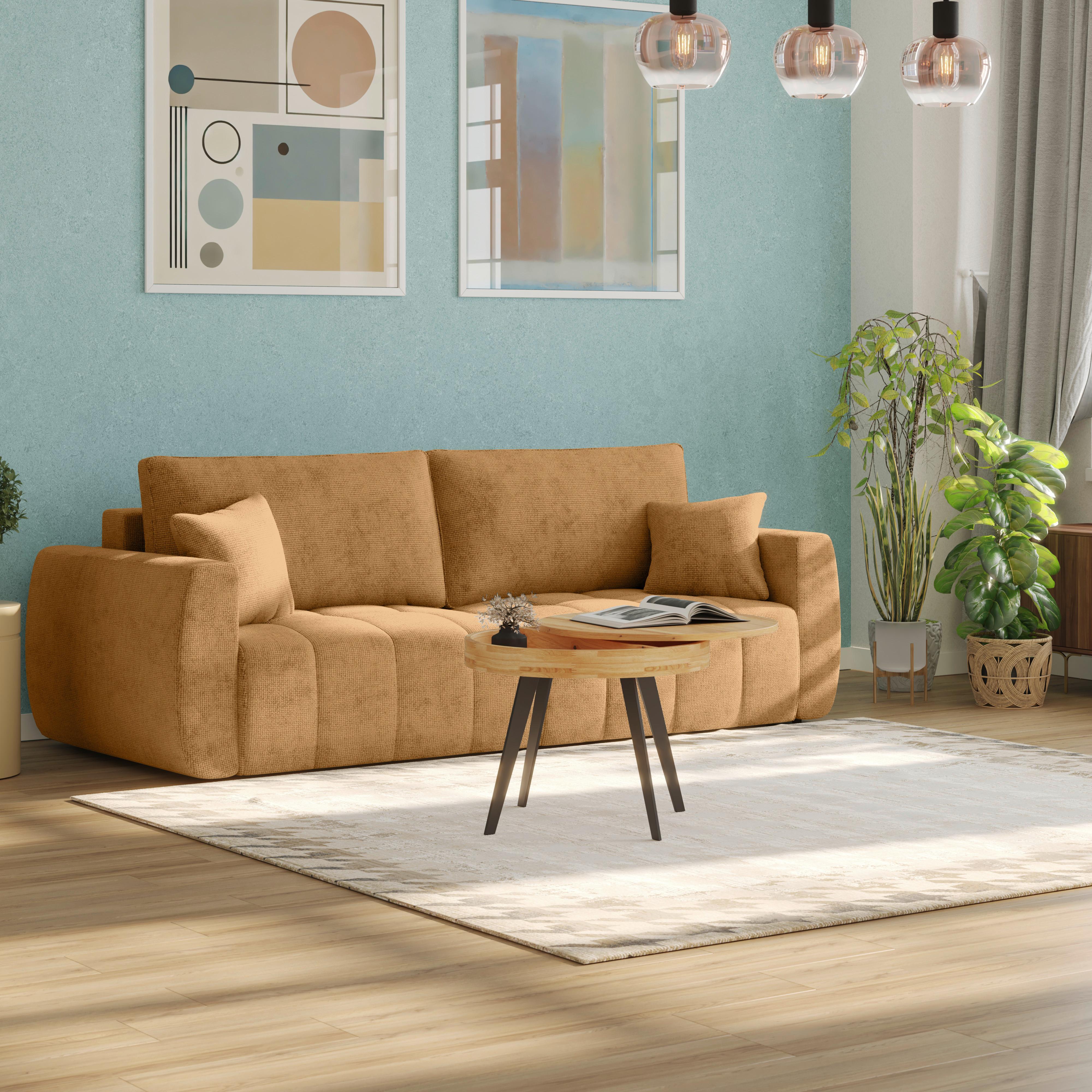 Schlafsofa Bali - Terracotta/Schwarz, MODERN, Holz/Textil (245/74-90/104cm) - Luca Bessoni