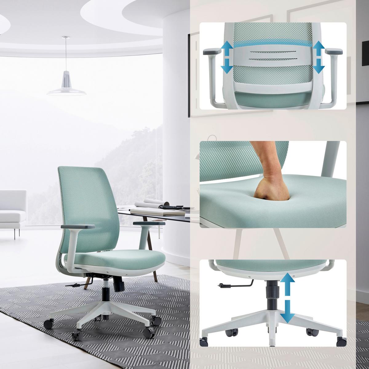 DREHSTUHL Profondo Eco Mintgrün B: 68cm - Weiß/Mintgrün, MODERN, Kunststoff/Textil (68/108/55cm) - MID.YOU