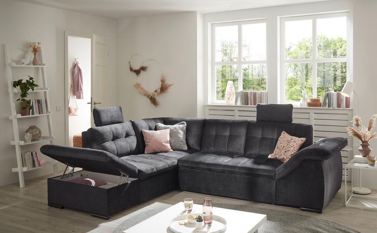 Ecksofa Estrella Schwarz S: 217x283 Cm - Schwarz, KONVENTIONELL, Textil (217/283cm) - MID.YOU