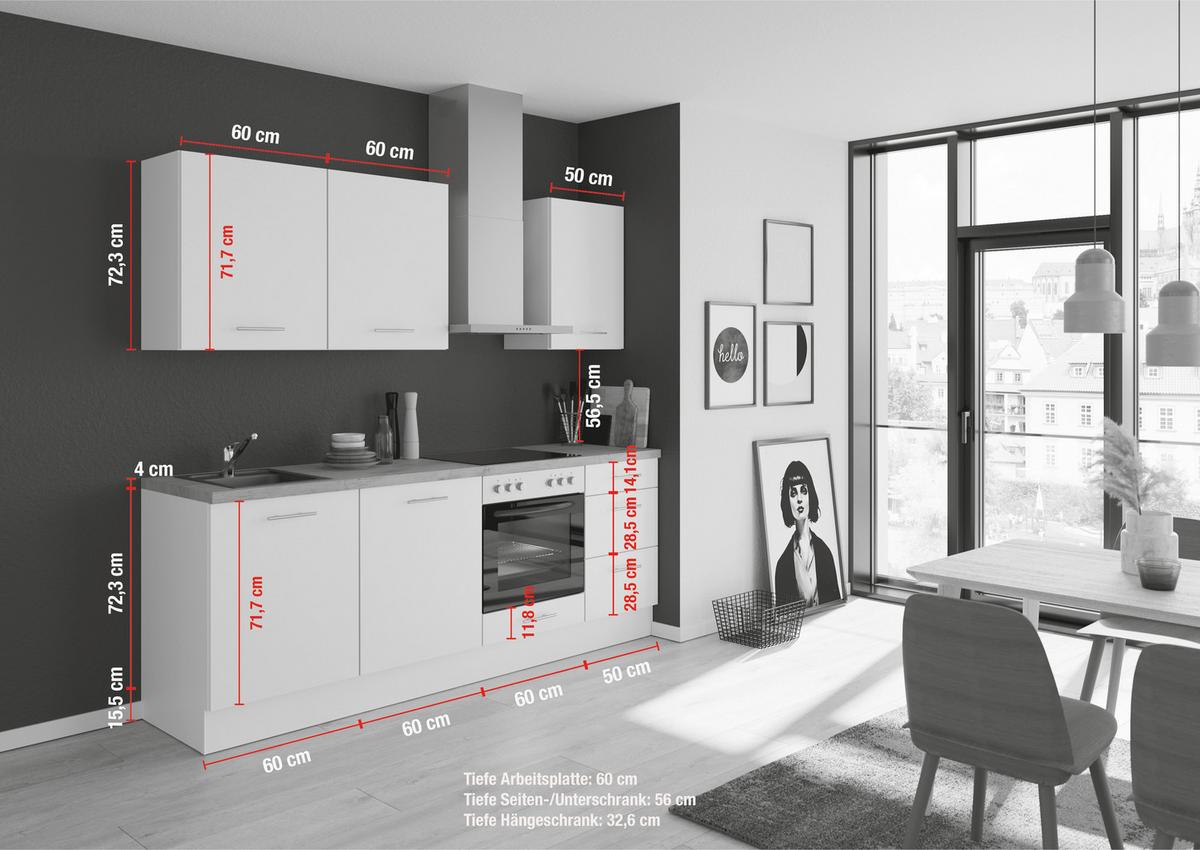 Küchenblock Ip3150 - Eichefarben/Weiß, Design, Holzwerkstoff (230cm) - Impuls