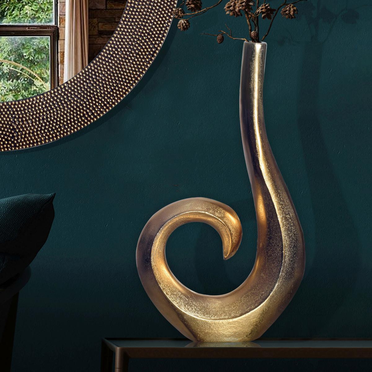 Dekovase Spirale Goldfarben B: 26 Cm - Goldfarben, Design, Metall (26/47/8cm) - Livetastic