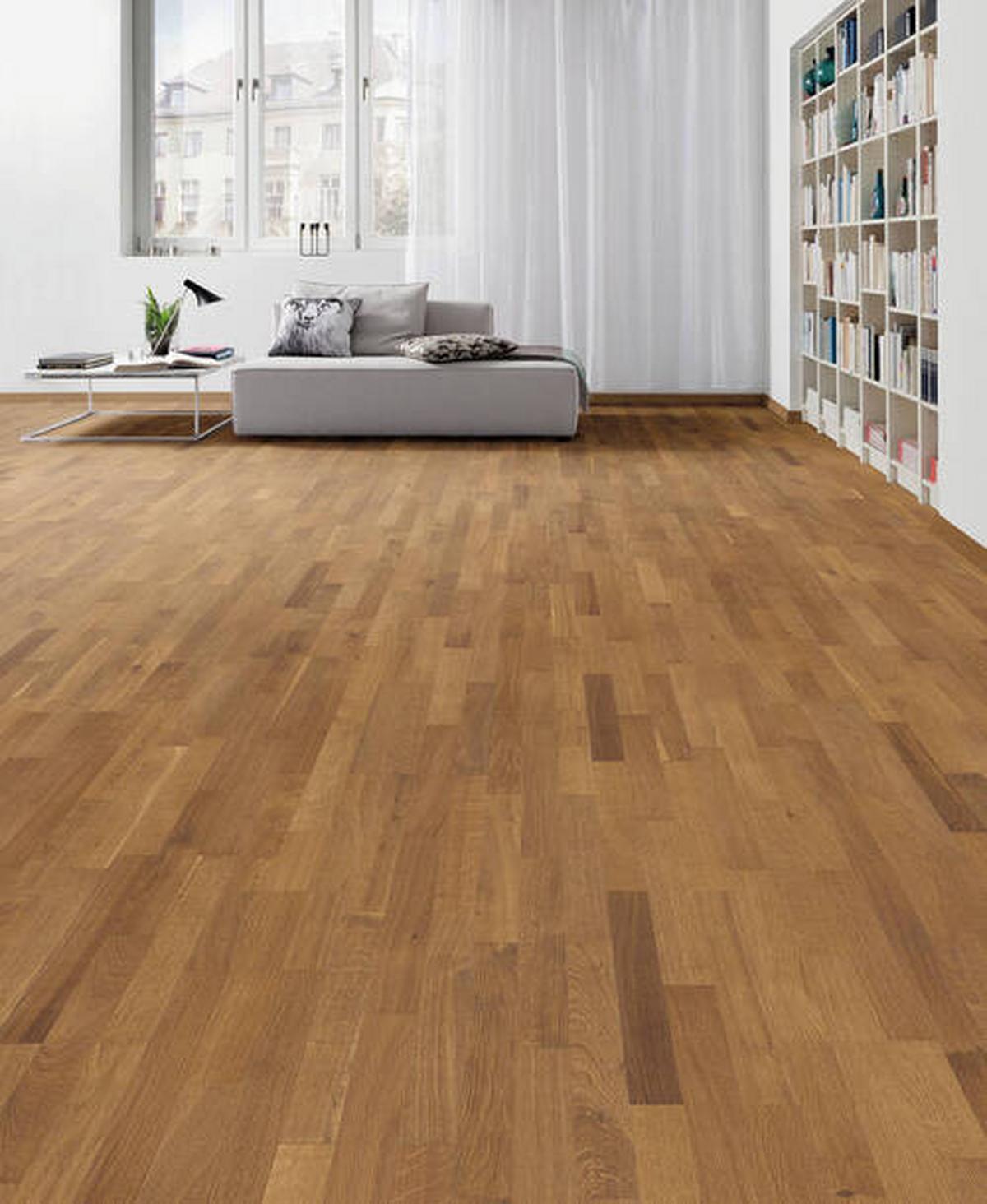 Parkettboden Eiche Schiffsboden Stärke 12mm - Mokka, Basics, Holzwerkstoff (18/220cm) - Living by HARO