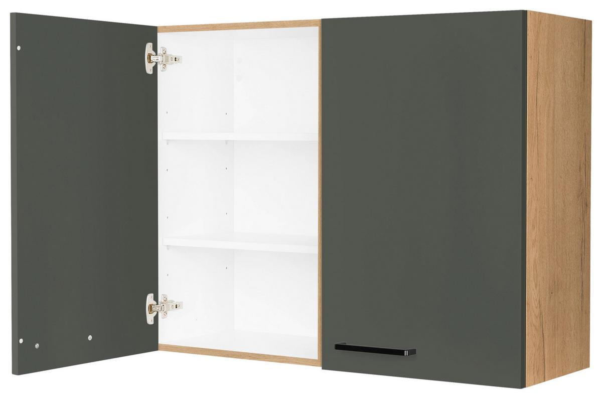 Küchenoberschrank Easytouch - Eichefarben/Grün, MODERN, Holzwerkstoff (90/72/35cm) - Nobilia