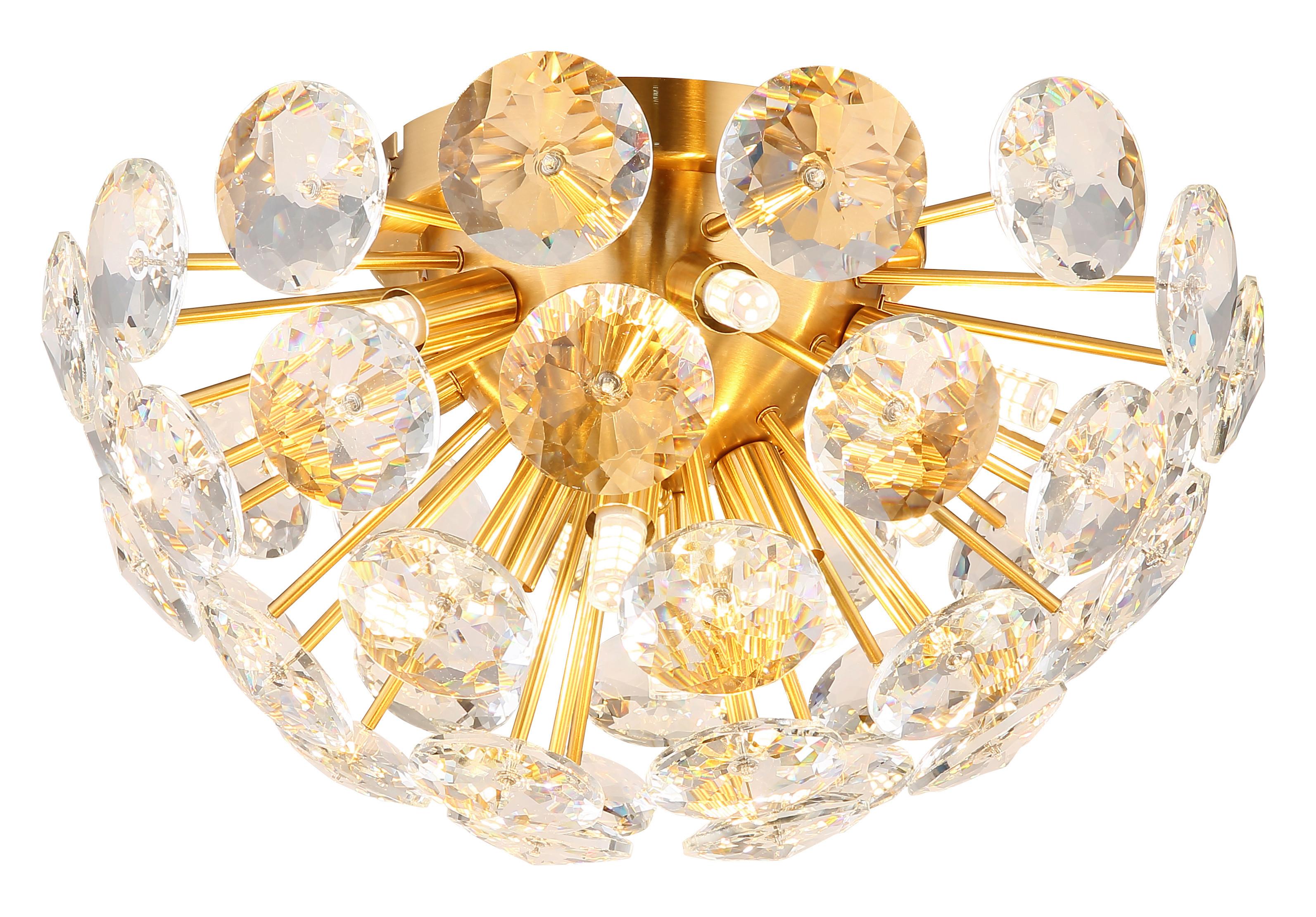 Deckenleuchte Cecilia - Klar/Goldfarben, Basics, Glas/Metall (39/39/22cm)