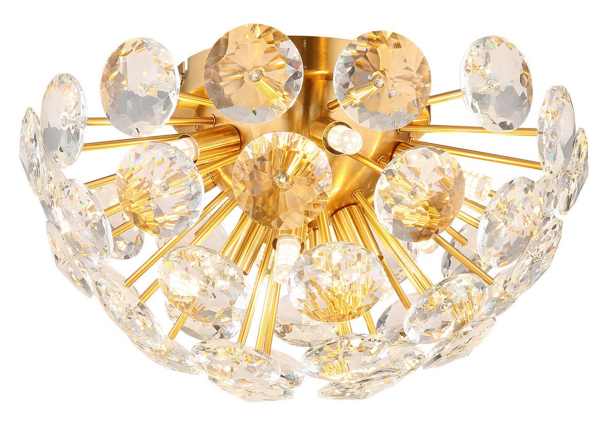 Deckenleuchte Cecilia - Klar/Goldfarben, Basics, Glas/Metall (39/39/22cm)