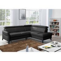 Ecksofa Note New Teilleder Schwarz 244x199 - Schwarz, Design, Leder/Textil (244/199cm) - Livetastic