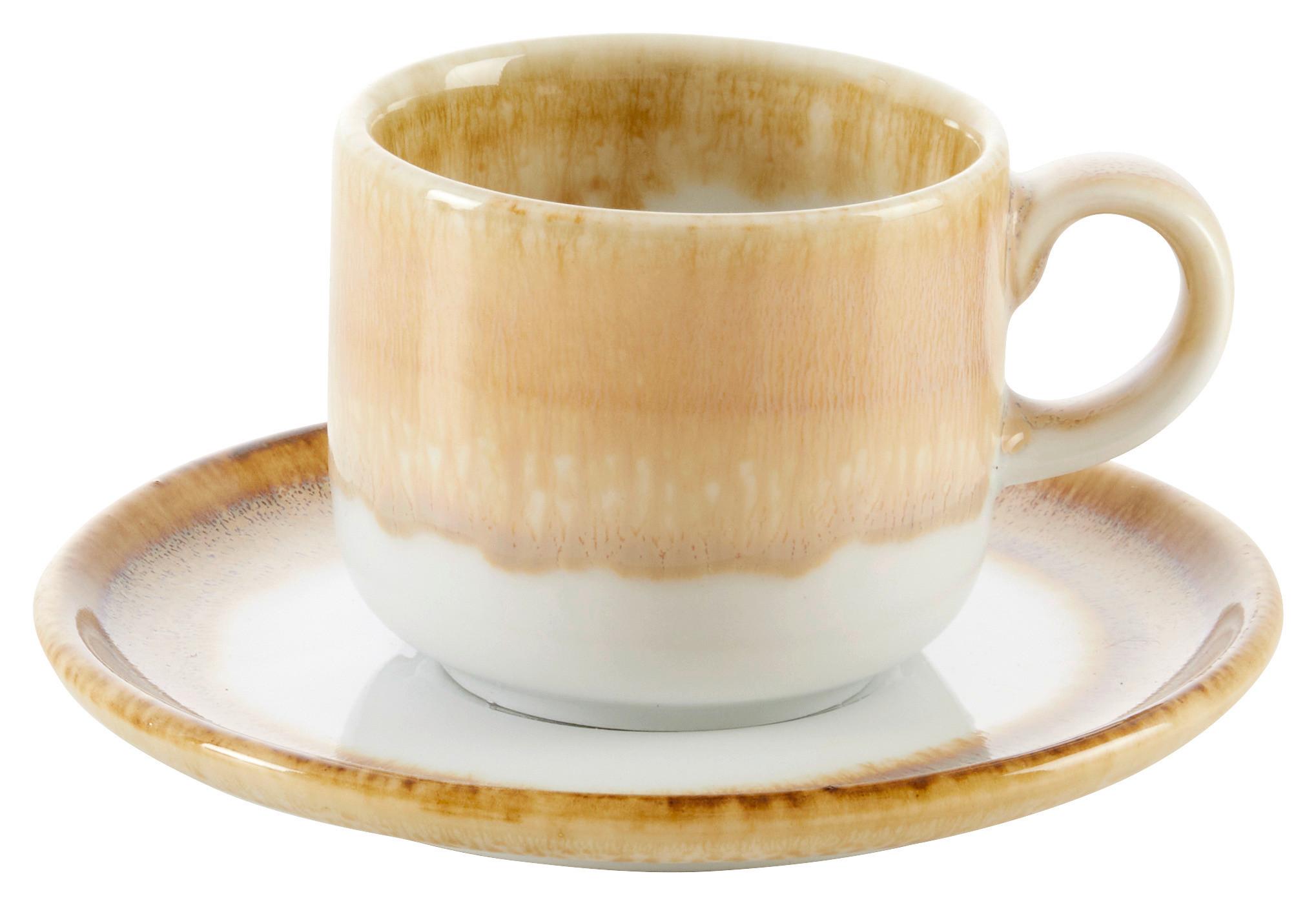 Šálek a podšálek na espresso SATURN - béžová, Moderní, keramika - Mömax