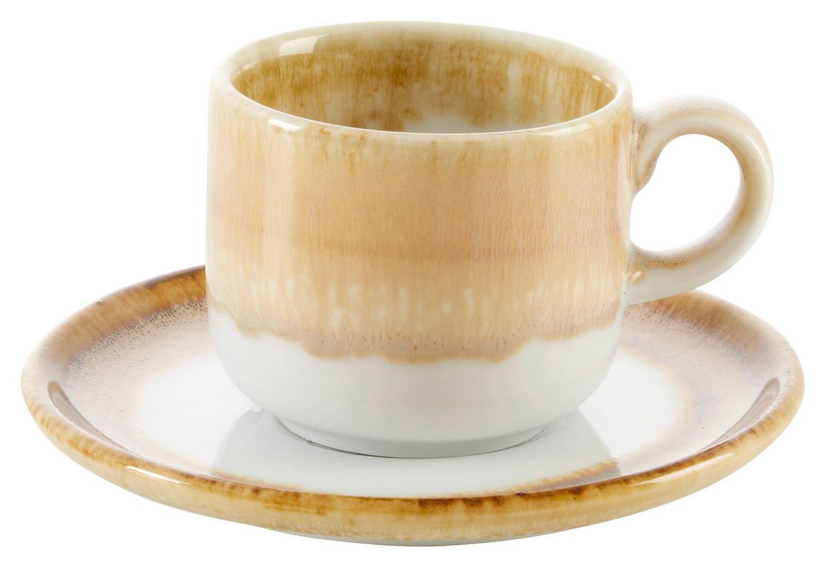 Šálek a podšálek na espresso SATURN - béžová, Moderní, keramika - Mömax