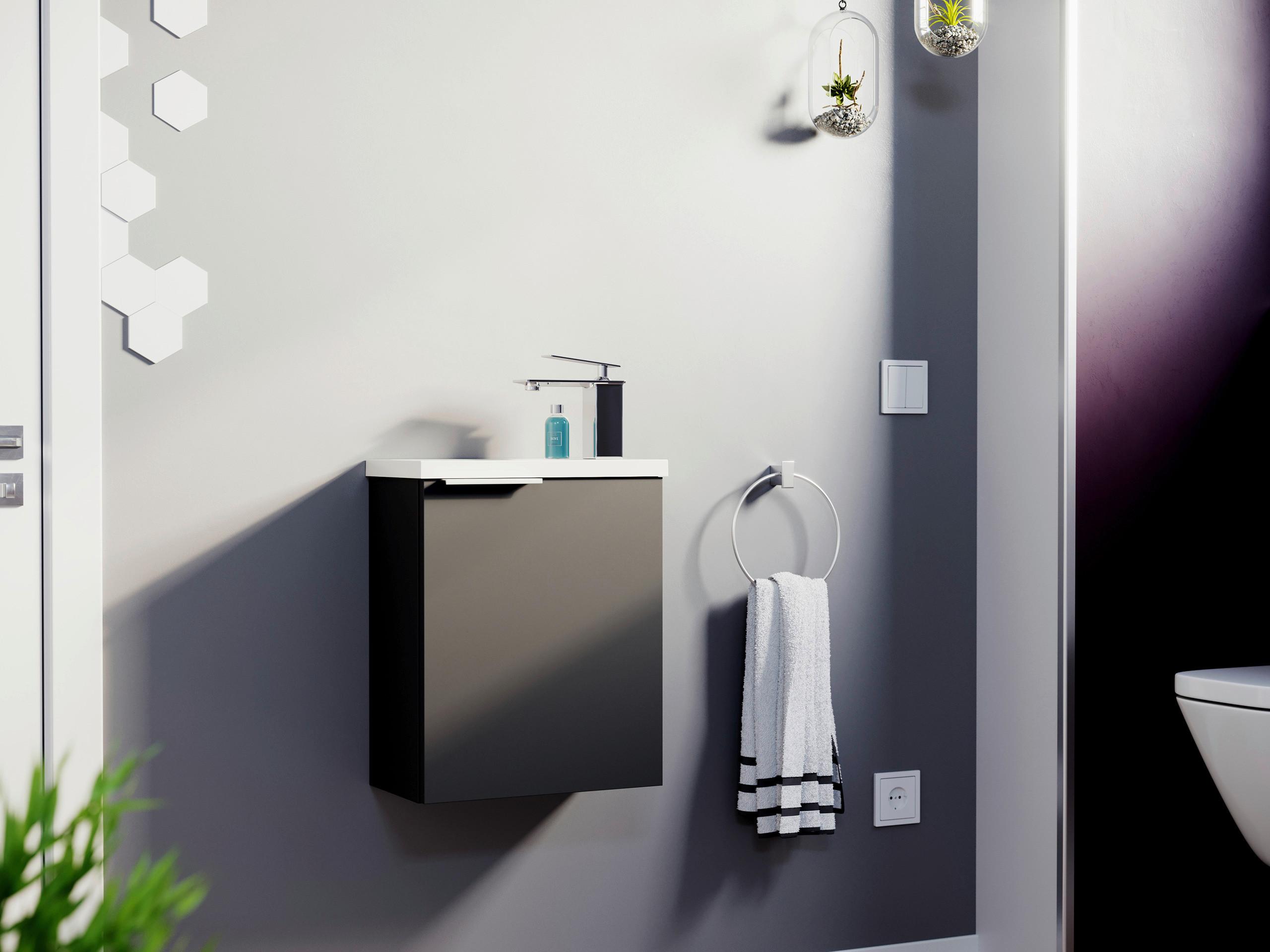 Gästebad Pieni Graphitfarben B: 40 Cm - Graphitfarben, MODERN, Holzwerkstoff/Stein (40cm) - MID.YOU