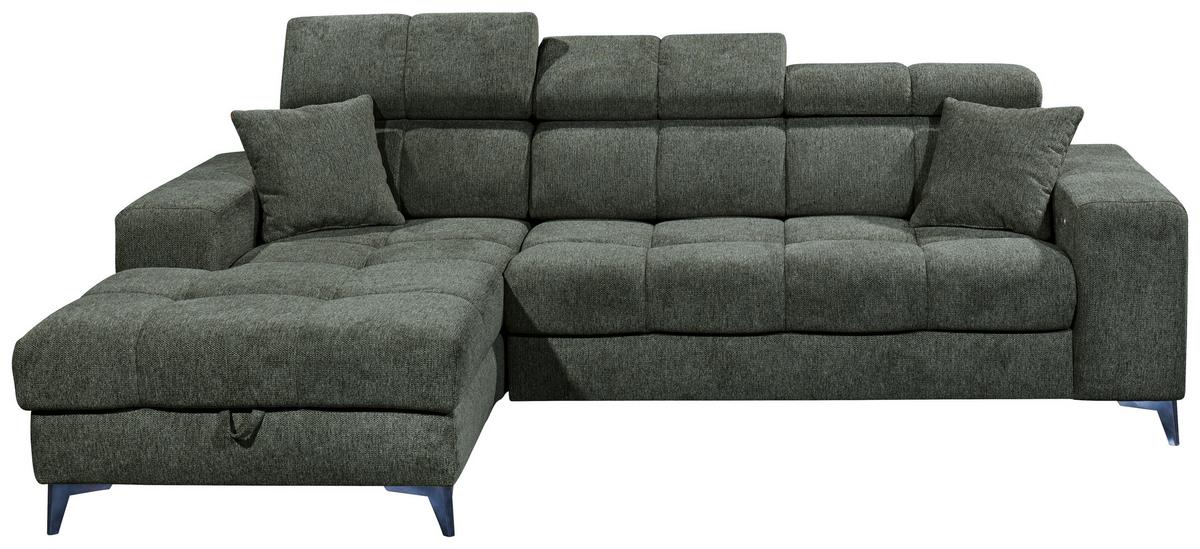 Ecksofa Sydney Dunkelgrün S: 172/268 Cm - Dunkelgrün/Schwarz, KONVENTIONELL, Textil (172/268cm) - MID.YOU