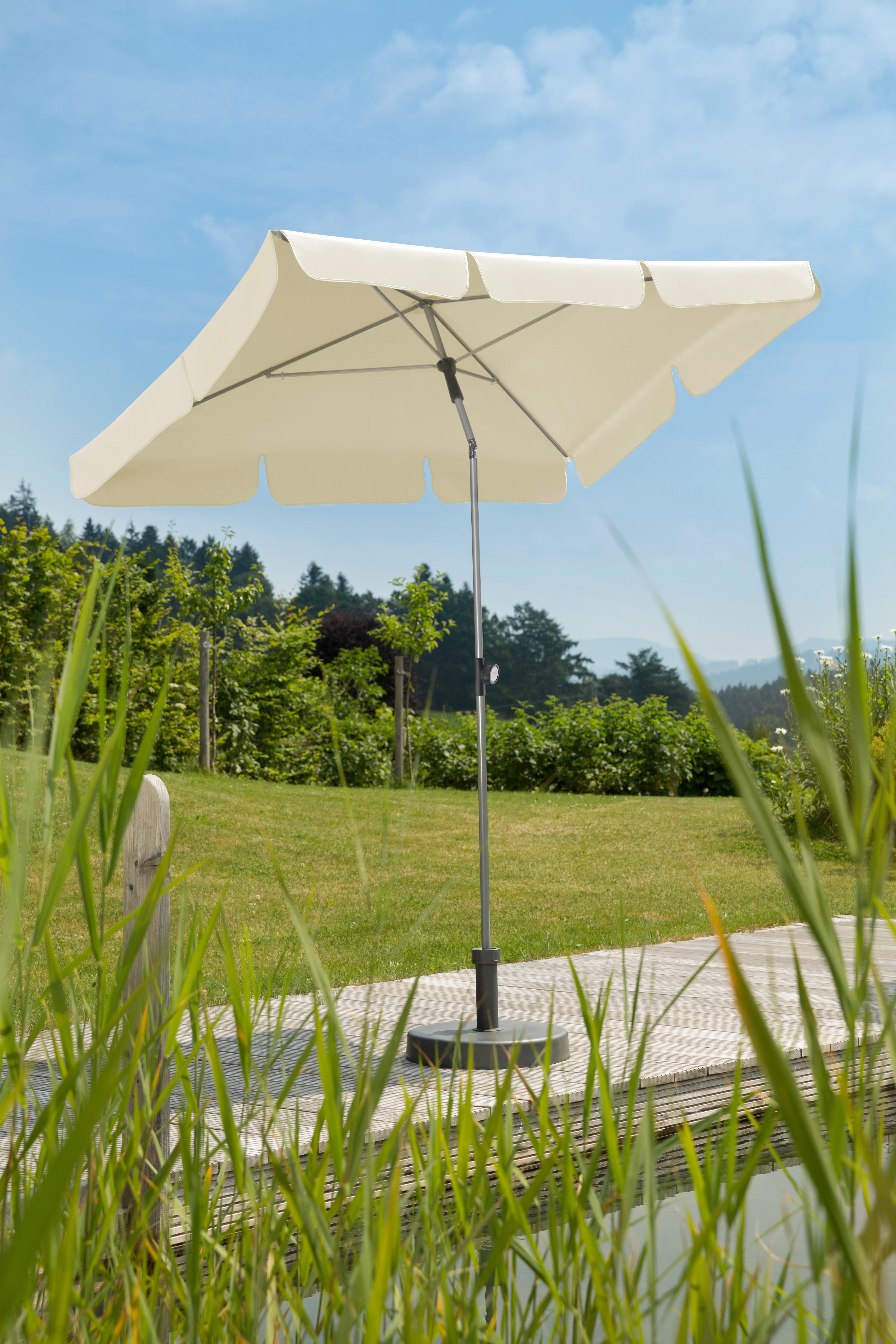 Sonnenschirm 120x240x180 cm Naturfarben - Silberfarben/Naturfarben, Basics, Textil/Metall (120/240/180cm) - Schneider