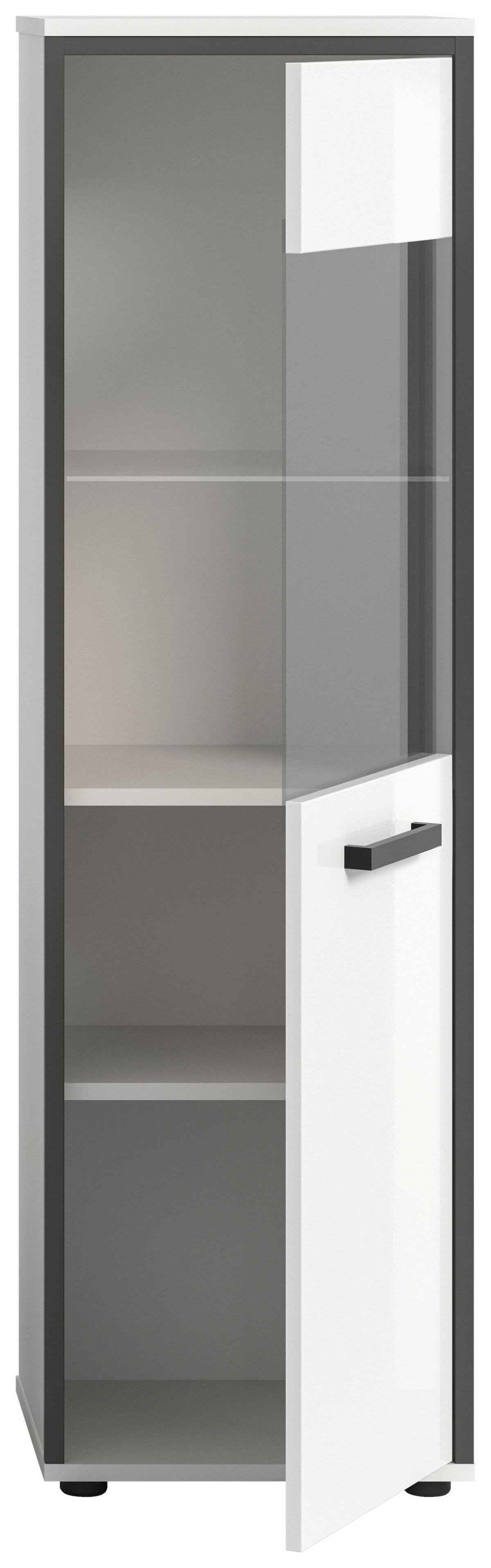 Midischrank Kojak, Weiß Hochglanz B: 40 Cm - Weiß Hochglanz/Schwarz, MODERN, Glas/Holzwerkstoff (40/139/34cm) - MID.YOU