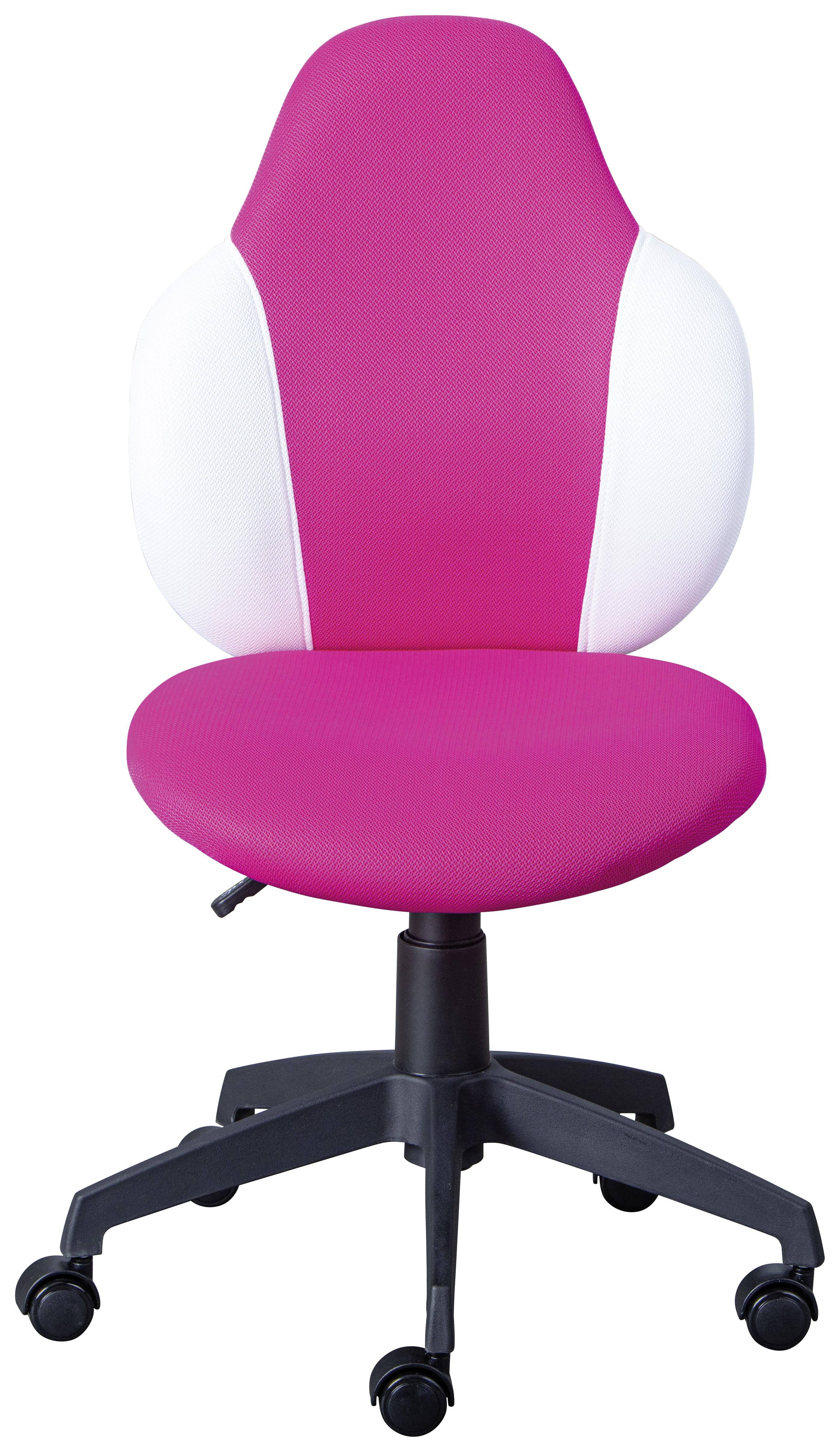 Jugenddrehstuhl Jessi mit Rollen Weiß/Pink - Pink/Schwarz, Basics, Kunststoff/Textil (52/94(103)/56cm) - MID.YOU