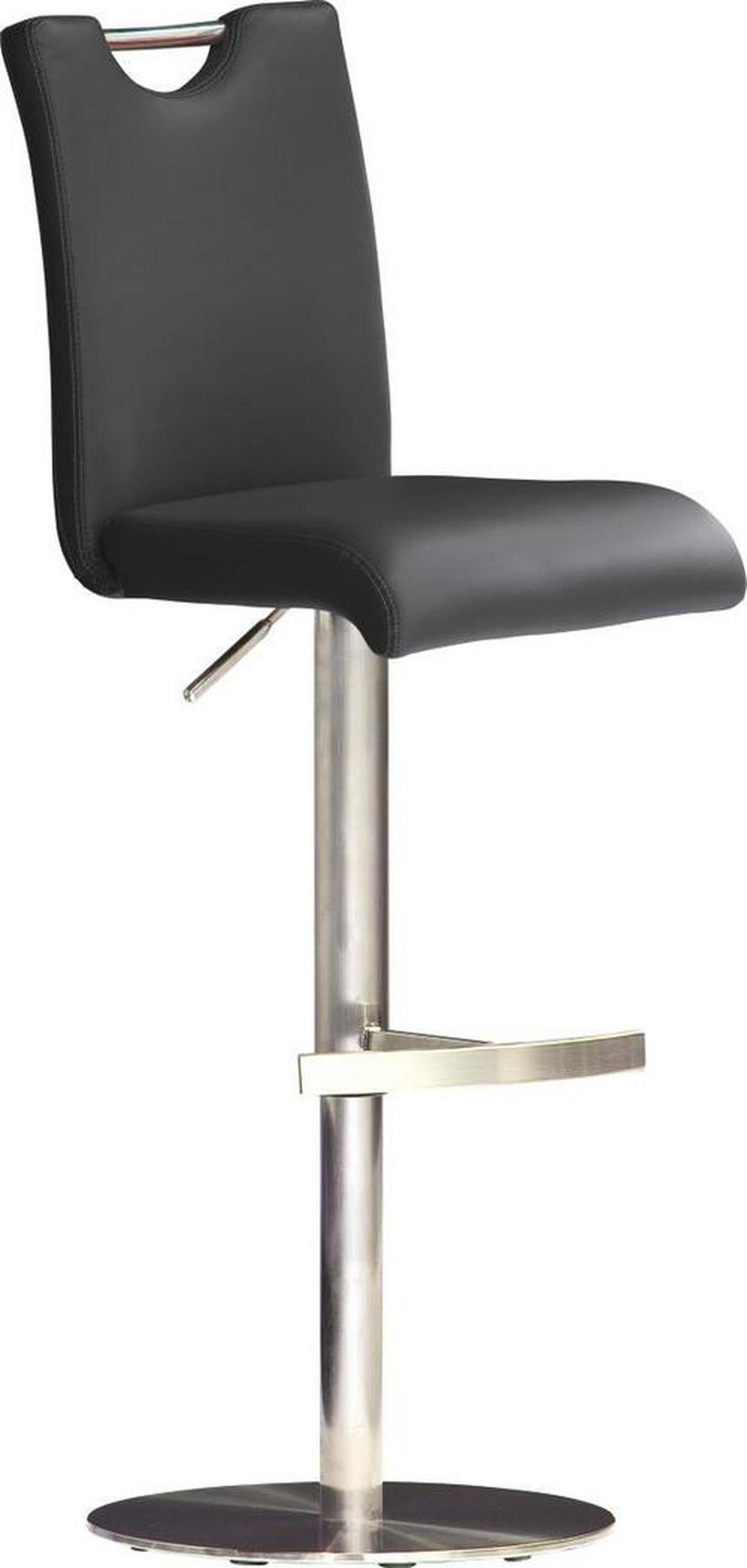 Barhocker höhenverstellbar Bardo Schwarz/Edelstahlfarben - Edelstahlfarben/Schwarz, Design, Textil/Metall (42/91-116/50cm) - Livetastic