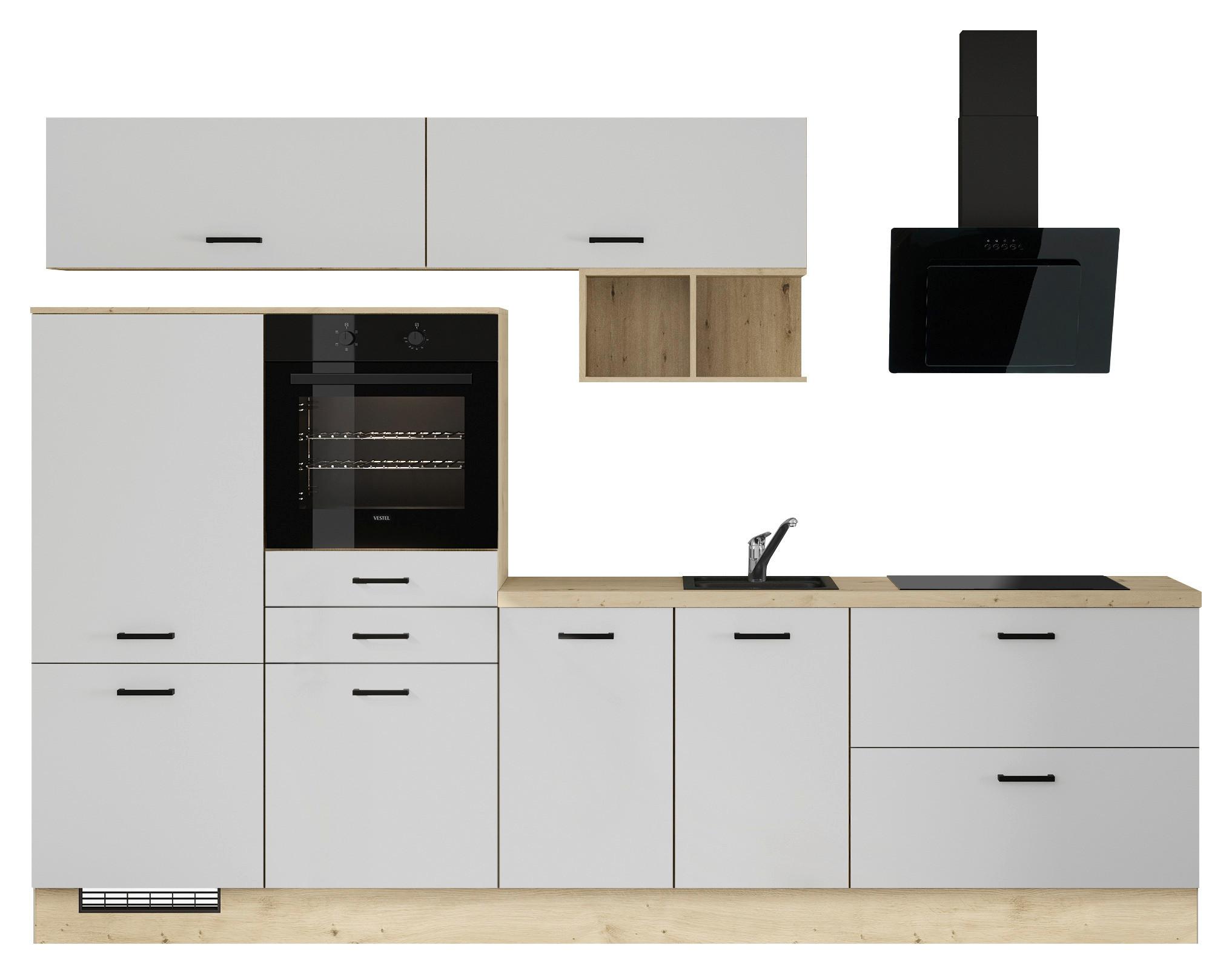 Küchenblock Ip1200 - Eichefarben/Weiß, Design, Holzwerkstoff (300cm) - Impuls