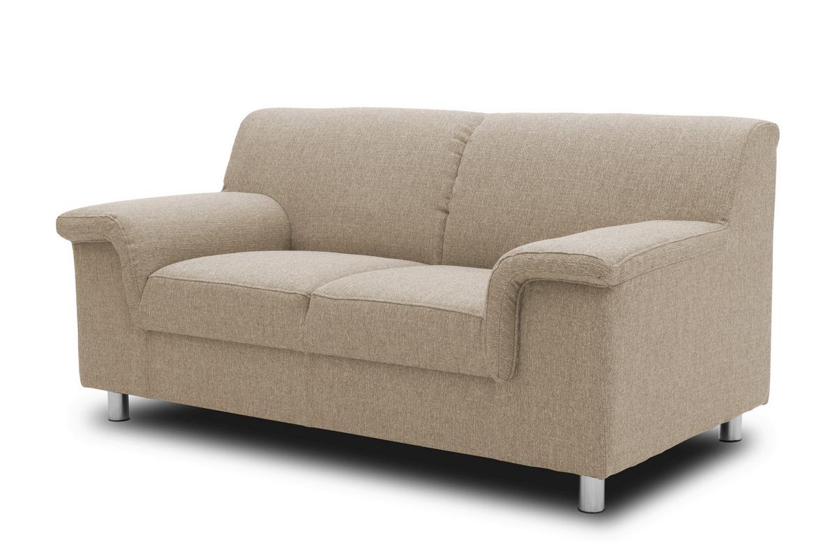2-Sitzer-Sofa Jamie Armlehnen Beige Webstoff - Chromfarben/Beige, KONVENTIONELL, Textil (145/72/80cm) - MID.YOU