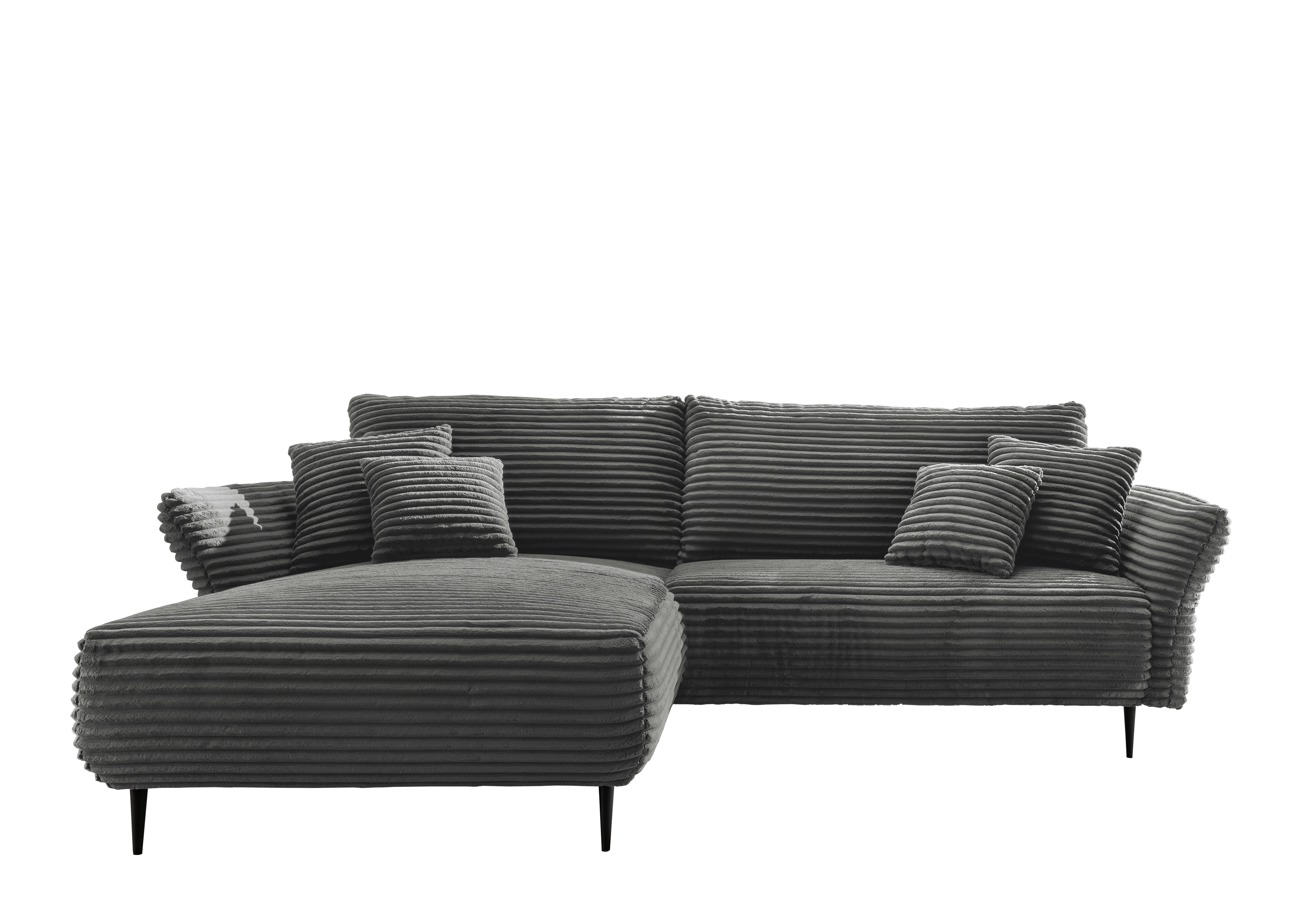 Ecksofa Vanilla Armteile verstellbar Anthrazit Cord - Anthrazit/Schwarz, Design, Textil (178/264-302cm) - Livetastic