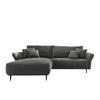 Ecksofa Vanilla Armteile verstellbar Anthrazit Cord - Anthrazit/Schwarz, Design, Textil (178/264-302cm) - Livetastic