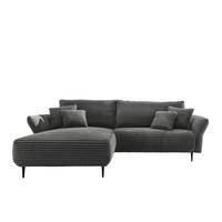 Ecksofa Vanilla Armteile verstellbar Anthrazit Cord - Anthrazit/Schwarz, Design, Textil (178/264-302cm) - Livetastic