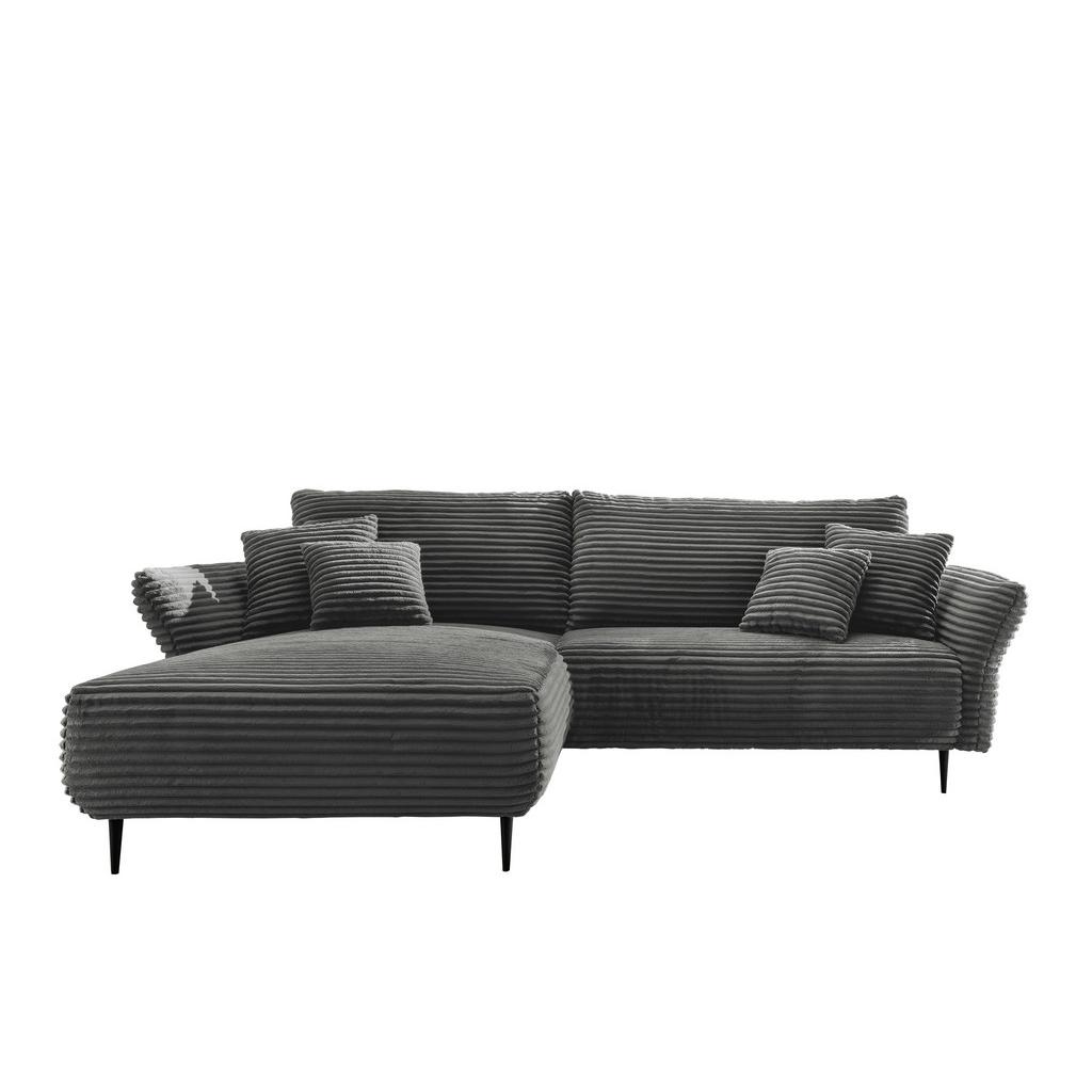 Ecksofa Vanilla Armteile verstellbar Anthrazit Cord