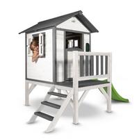 Spielhaus Axi Weiß, B/H/T: 261x189x168cm - Weiß/Grau, Basics, Holz (261/189/168cm) - Ambia Garden