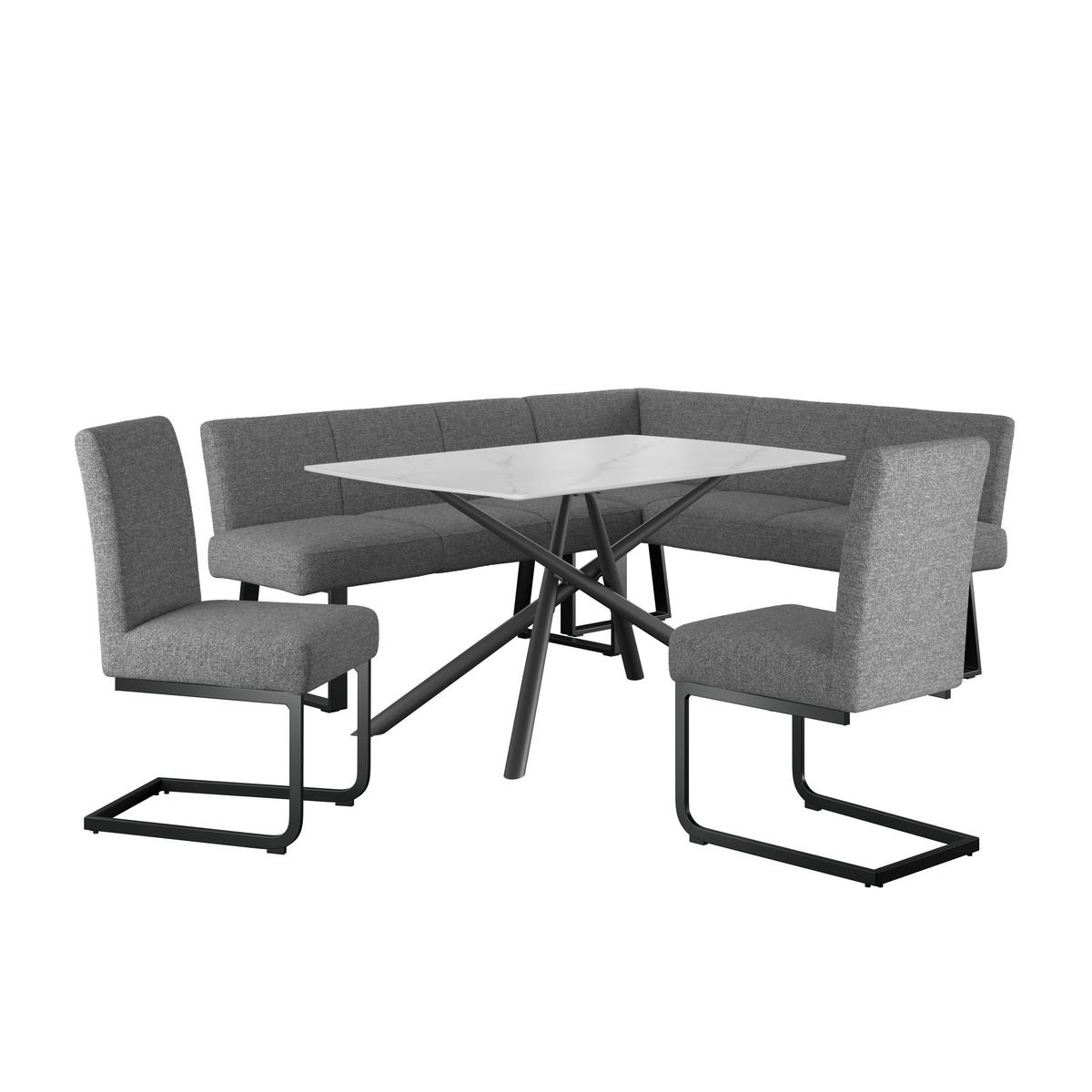 Eckbank Anthrazit/Metallbeine Terri 190x150cm - Anthrazit/Schwarz, MODERN, Textil/Metall (190/150cm) - MID.YOU