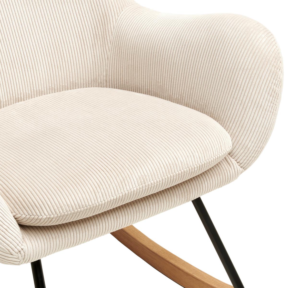 Schaukelsessel Rocking Scandi - Creme/Schwarz, MODERN, Textil/Metall (75/102/80cm) - MID.YOU