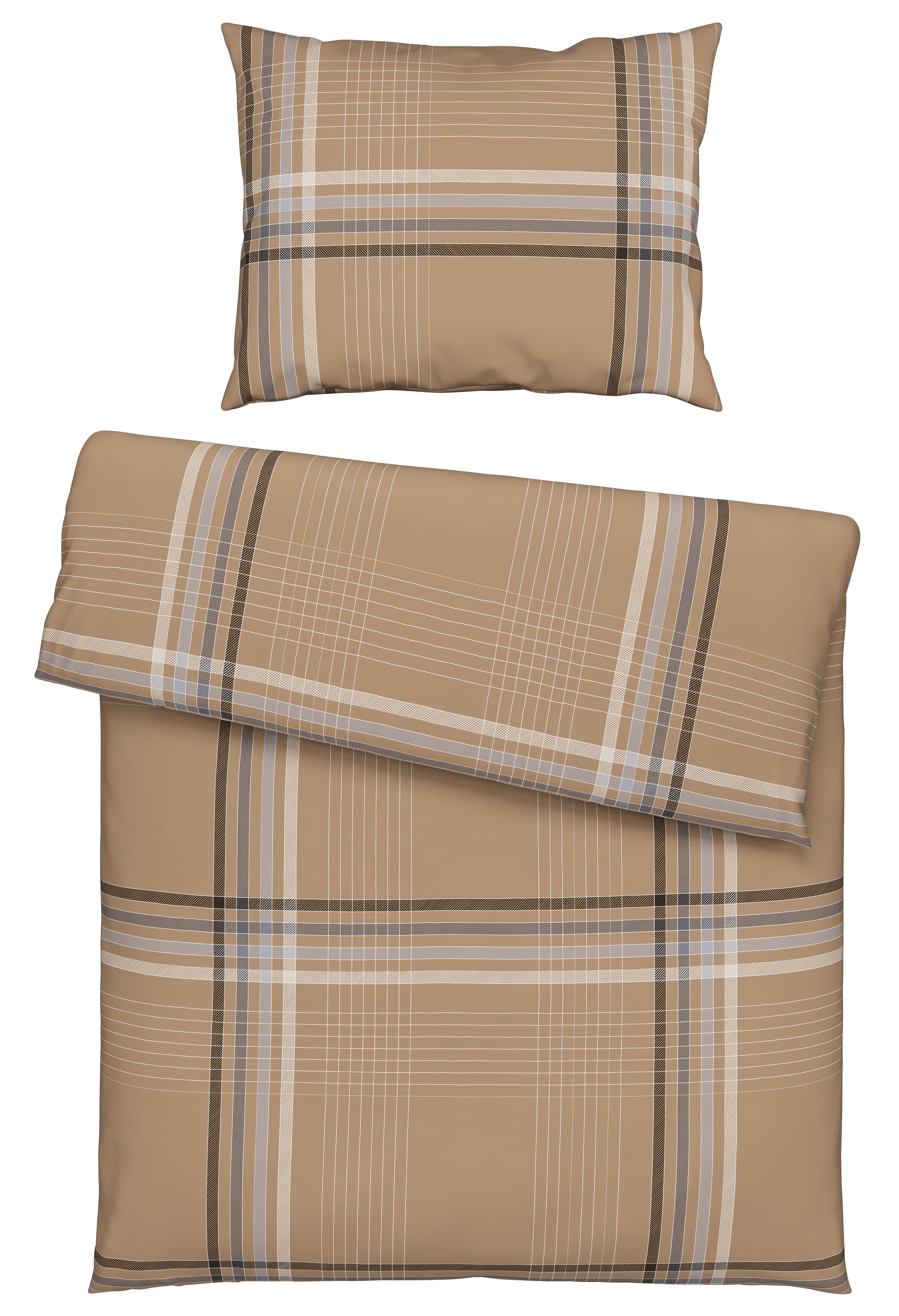 Renforcé Bettwäsche 140x200 cm Sanella Baumwolle Hellbraun - Hellbraun, MODERN, Textil - Luca Bessoni