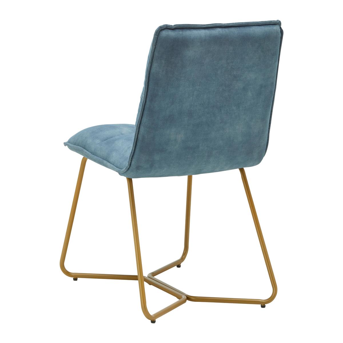 Židle ze sametu Fonia - modrá - modrá/barvy zlata, Moderní, kov/dřevo (49/85,5/57,5cm) - Bessagi Home
