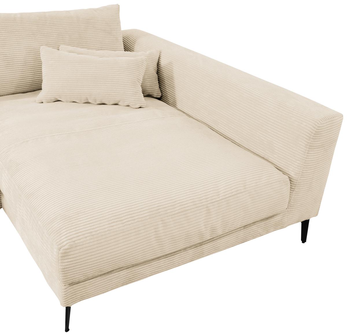 Ecksofa Berlin Cord Creme 313x172 cm - Creme/Schwarz, Design, Textil (313/172cm) - Livetastic
